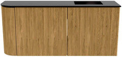 JOYA 91,6cm toiletmeubel ronding links kleur Oak. Wastafel FAYE positie Rechts Zonder kraangat kleur Urban.
