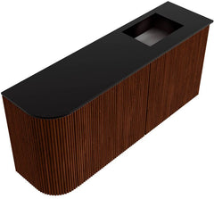 JOYA 91,6cm toiletmeubel ronding links kleur Ruby. Wastafel FAYE positie Rechts Zonder kraangat kleur Urban.