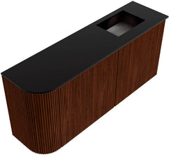 JOYA 91,6cm toiletmeubel ronding links kleur Ruby. Wastafel FAYE positie Rechts 1 kraangat kleur Urban.