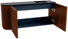 JOYA 91,6cm toiletmeubel ronding links kleur Ruby. Wastafel FAYE positie Rechts 1 kraangat kleur Urban.