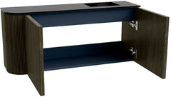 JOYA 91,6cm toiletmeubel ronding links kleur Shadow. Wastafel FAYE positie Rechts 1 kraangat kleur Urban.