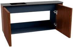 JOYA 91,6cm toiletmeubel ronding rechts kleur Ruby. Wastafel FAYE positie Links Zonder kraangat kleur Urban.