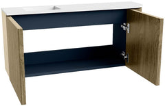 JOYA 91,6cm toiletmeubel ronding rechts kleur Dusk. Wastafel FAYE positie Links 1 kraangat kleur Talc.