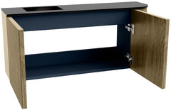 JOYA 91,6cm toiletmeubel ronding rechts kleur Dusk. Wastafel FAYE positie Links 1 kraangat kleur Urban.