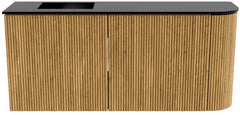 JOYA 91,6cm toiletmeubel ronding rechts kleur Oak. Wastafel FAYE positie Links 1 kraangat kleur Urban.