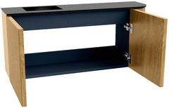 JOYA 91,6cm toiletmeubel ronding rechts kleur Oak. Wastafel FAYE positie Links 1 kraangat kleur Urban.