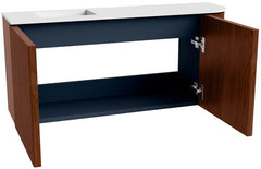 JOYA 91,6cm toiletmeubel ronding rechts kleur Ruby. Wastafel FAYE positie Links 1 kraangat kleur Talc.