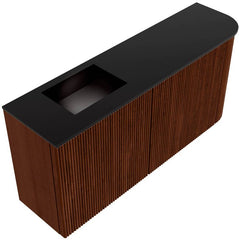 JOYA 91,6cm toiletmeubel ronding rechts kleur Ruby. Wastafel FAYE positie Links 1 kraangat kleur Urban.