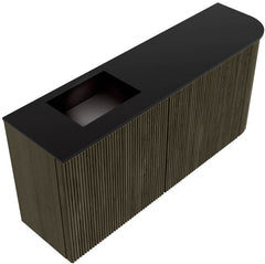 JOYA 91,6cm toiletmeubel ronding rechts kleur Shadow. Wastafel FAYE positie Links 1 kraangat kleur Urban.