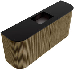 JOYA 93,2cm toiletmeubel ronding links + rechts kleur Dusk. Wastafel FAYE positie Midden Zonder kraangat kleur Urban.