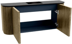 JOYA 93,2cm toiletmeubel ronding links + rechts kleur Dusk. Wastafel FAYE positie Midden Zonder kraangat kleur Urban.