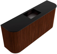 JOYA 93,2cm toiletmeubel ronding links + rechts kleur Ruby. Wastafel FAYE positie Midden Zonder kraangat kleur Urban.