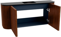 JOYA 93,2cm toiletmeubel ronding links + rechts kleur Ruby. Wastafel FAYE positie Midden Zonder kraangat kleur Urban.