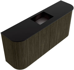 JOYA 93,2cm toiletmeubel ronding links + rechts kleur Shadow. Wastafel FAYE positie Midden Zonder kraangat kleur Urban.