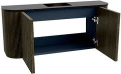 JOYA 93,2cm toiletmeubel ronding links + rechts kleur Shadow. Wastafel FAYE positie Midden Zonder kraangat kleur Urban.