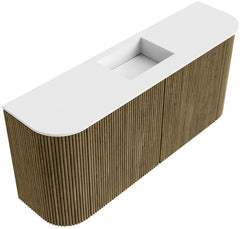 JOYA 93,2cm toiletmeubel ronding links + rechts kleur Dusk. Wastafel FAYE positie Midden 1 kraangat kleur Talc.