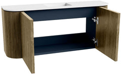 JOYA 93,2cm toiletmeubel ronding links + rechts kleur Dusk. Wastafel FAYE positie Midden 1 kraangat kleur Talc.