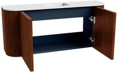 JOYA 93,2cm toiletmeubel ronding links + rechts kleur Ruby. Wastafel FAYE positie Midden 1 kraangat kleur Talc.