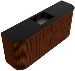 JOYA 93,2cm toiletmeubel ronding links + rechts kleur Ruby. Wastafel FAYE positie Midden 1 kraangat kleur Urban.