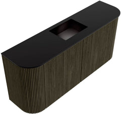 JOYA 93,2cm toiletmeubel ronding links + rechts kleur Shadow. Wastafel FAYE positie Midden 1 kraangat kleur Urban.