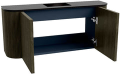 JOYA 93,2cm toiletmeubel ronding links + rechts kleur Shadow. Wastafel FAYE positie Midden 1 kraangat kleur Urban.