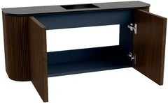 JOYA 93,2cm toiletmeubel ronding links + rechts kleur Walnut. Wastafel FAYE positie Midden 1 kraangat kleur Urban.