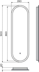 Clou Look at Me ovale spiegel - met satijnrand en LED-verlichting - 28x90cm