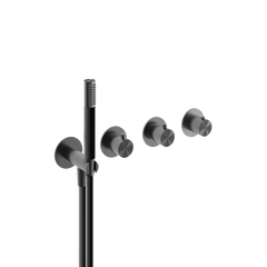 Hotbath Archie AR7171EXT afbouwdeel - inbouw bad/douche thermostaat 2 stopkranen zonder uitloop - RVS316 - Geborsteld Gunmetal PVD