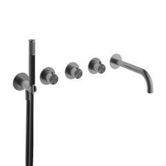 Hotbath Archie AR7072 inbouw bad thermostaat met 2 stopkranen & uitloop RVS316 - Geborsteld Gunmetal PVD