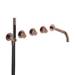 Hotbath Archie AR7072 inbouw bad thermostaat met 2 stopkranen & uitloop RVS316 - Geborsteld Koper PVD