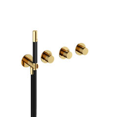 Hotbath Cobber X CX7071 inbouw douchethermostaat met 2 stopkranen zonder uitloop Geborsteld Messing PVD