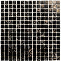 The Mosaic Factory Amsterdam Mozaiek Tegel Vierkant - Zwart en Goud mix Glas Goud Serie 322x322 mm