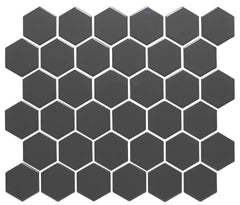The Mosaic Factory Barcelona Mozaiek Tegel Hexagon - Donker Grijs Porselein Geglazuurd 281x325 mm