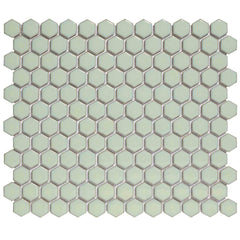 The Mosaic Factory Barcelona Mozaiek Tegel Hexagon - Licht groen met rand Porselein Geglazuurd 260x300 mm