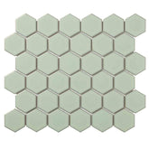 The Mosaic Factory Barcelona Mozaiek Tegel Hexagon - Licht groen met rand Porselein Geglazuurd 281x325 mm
