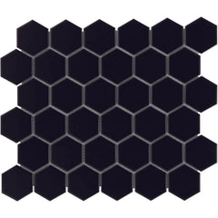 The Mosaic Factory Barcelona Mozaiek Tegel Hexagon - Zwart Porselein Geglazuurd 281x325 mm