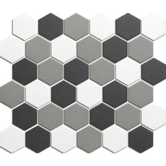 The Mosaic Factory London Mozaiek Tegel Hexagon - Contrast Mix Ongeglazuurd, R11 281x325 mm