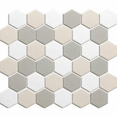 The Mosaic Factory London Mozaiek Tegel Hexagon - Wit Mix Ongeglazuurd, R11 281x325 mm