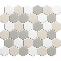 The Mosaic Factory London Mozaiek Tegel Hexagon - Wit Mix Ongeglazuurd, R11 281x325 mm