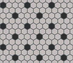 The Mosaic Factory London Mozaiek Tegel Hexagon - Wit/Zwart Porselein Ongeglazuurd, 18 black dots 260x300 mm