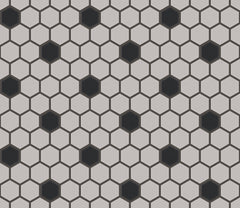 The Mosaic Factory London Mozaiek Tegel Hexagon - Wit/Zwart Porselein Ongeglazuurd, 18 black dots 260x300 mm