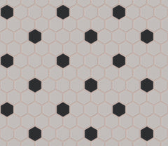 The Mosaic Factory London Mozaiek Tegel Hexagon - Wit/Zwart Porselein Ongeglazuurd, 18 black dots 260x300 mm