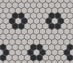 The Mosaic Factory London Mozaiek Tegel Hexagon - Wit/Zwart Porselein Ongeglazuurd, 4 black flowers 260x300 mm