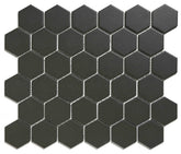 The Mosaic Factory London Mozaiek Tegel Hexagon - Zwart Porselein Ongeglazuurd, R11 281x325 mm
