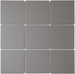 The Mosaic Factory London Mozaiek Tegel Vierkant - Donker Grijs Porselein Ongeglazuurd, R11 95x95x6 mm