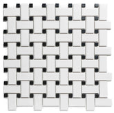 The Mosaic Factory Paris Mozaiek Tegel Basketweave - Wit en Zwart Porselein Geglazuurd 300x300 mm