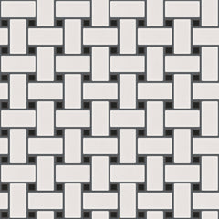 The Mosaic Factory Paris Mozaiek Tegel Basketweave - Wit en Zwart Porselein Geglazuurd 300x300 mm