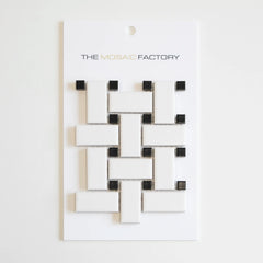The Mosaic Factory Paris Mozaiek Tegel Basketweave - Wit en Zwart Porselein Geglazuurd 300x300 mm