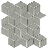 The Mosaic Factory Paris Mozaiek Tegel Cubic - Licht grijs Porselein Geglazuurd 266x305 mm