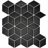 The Mosaic Factory Paris Mozaiek Tegel Cubic - mat Zwart Porselein Geglazuurd 266x305 mm